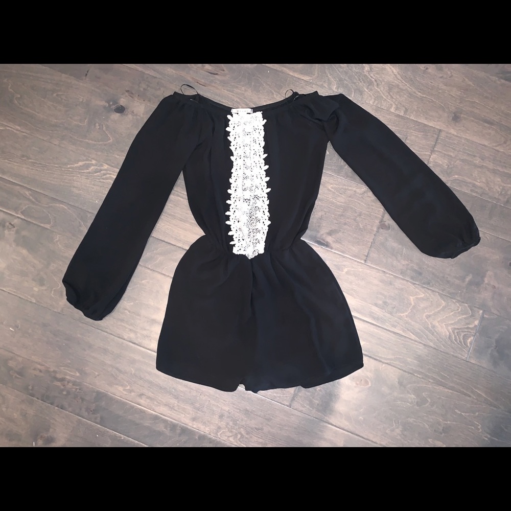 Black Off the Shoulder Long Sleeve Romper